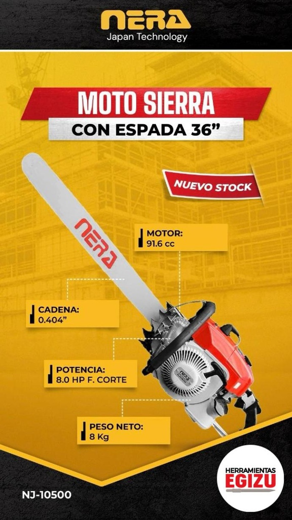 Motosierra con espada de 36 pulgadas - Nera